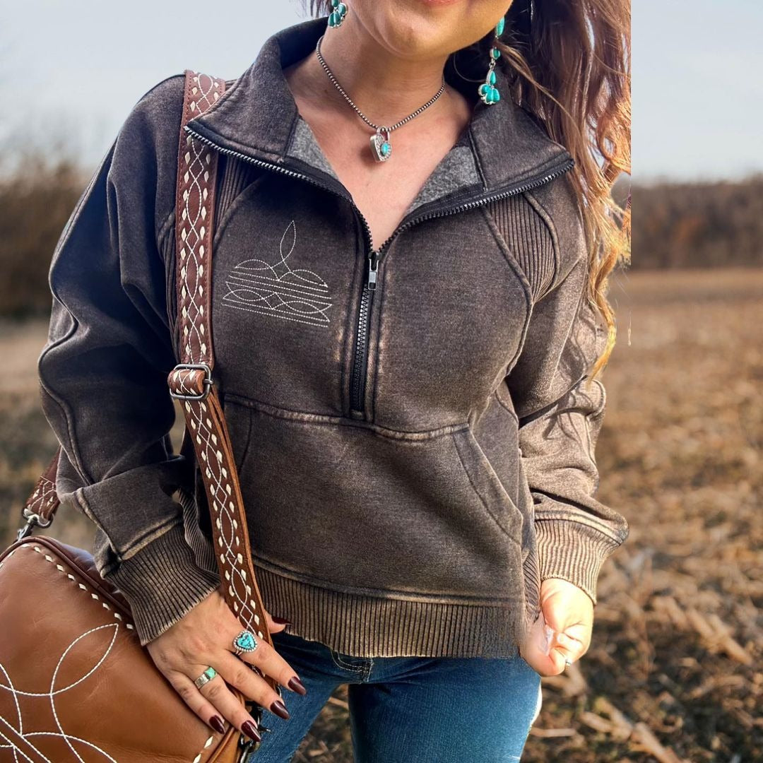 Boot Stitched Pullover Sweatshirt