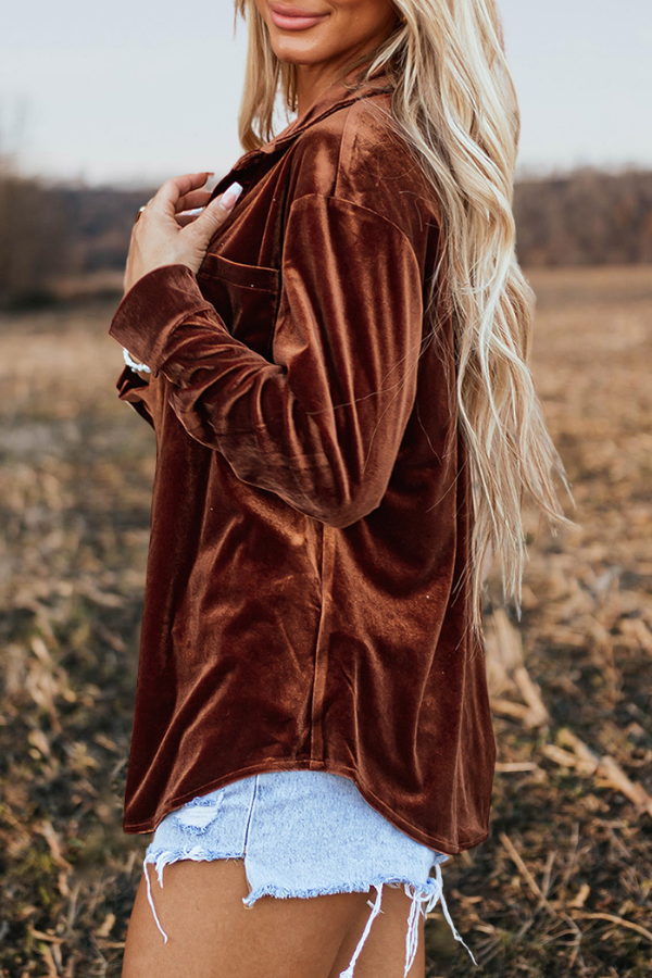Velvet Chest Pocket Buttoned Shirt