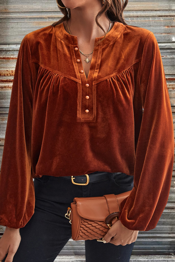 Velvet Lantern Sleeve Blouse