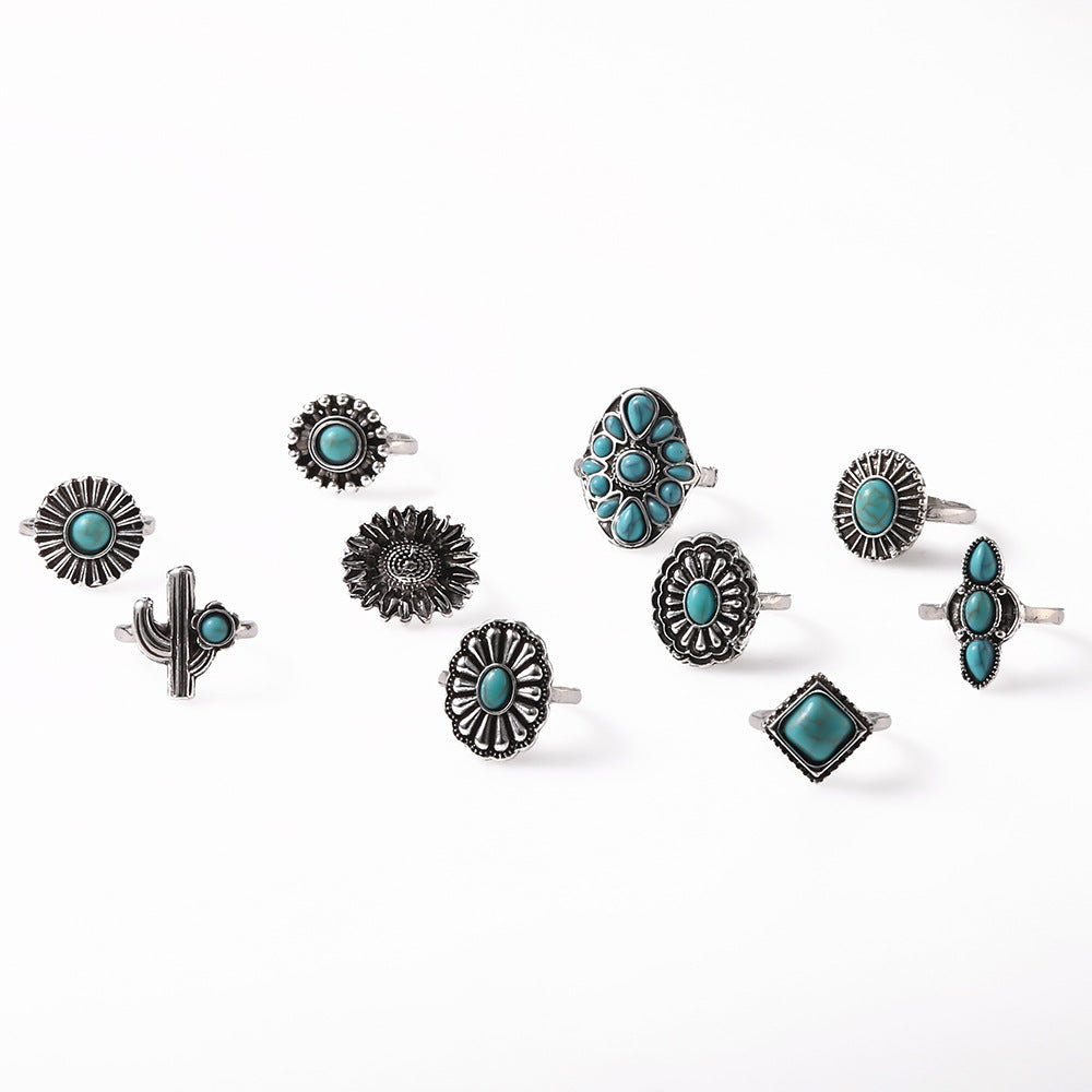 10 Pcs Turquoise Rings