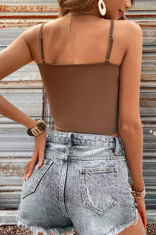 Fringe Trim Cami Bodycon Top