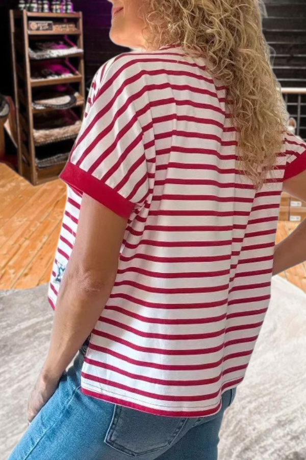 Shiny Stars Stripes Print Top