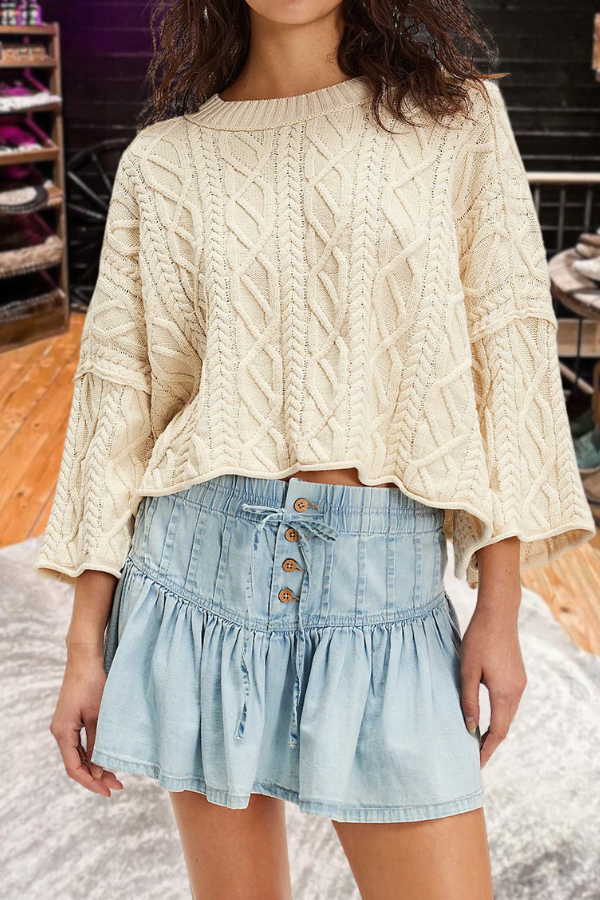 A-line Silhouette Denim Mini Skirt