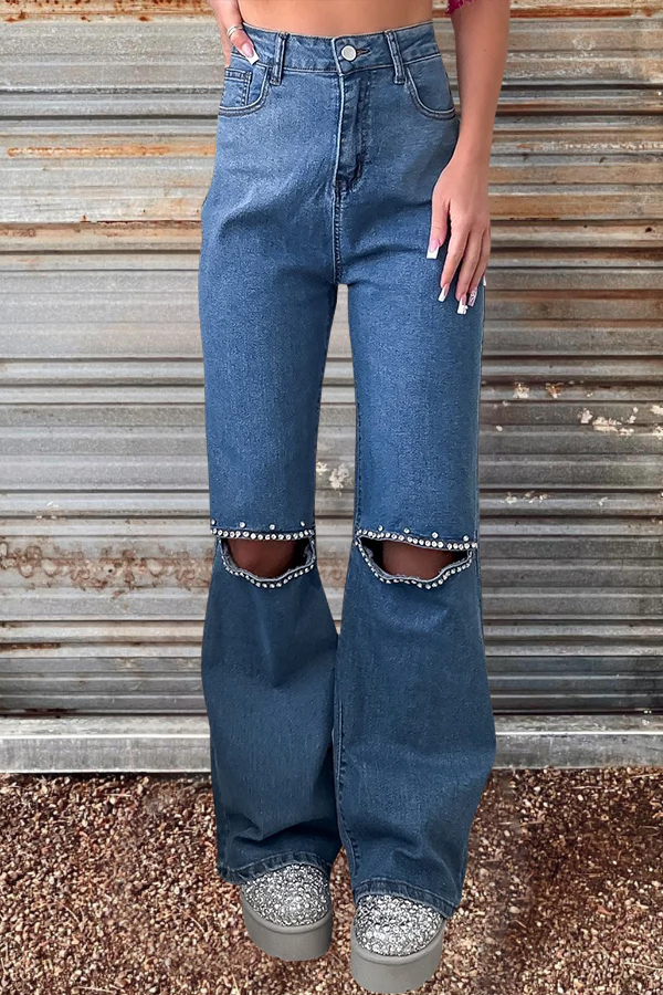 Vintage Wide Leg Cutout Jeans
