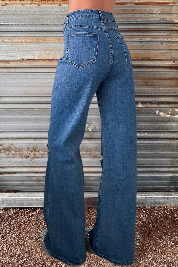 Vintage Wide Leg Cutout Jeans