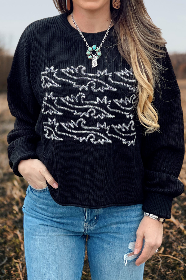 Western Stitch Print Sweater