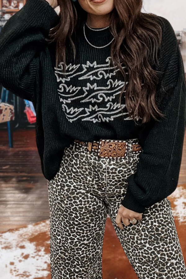 Western Stitch Print Sweater