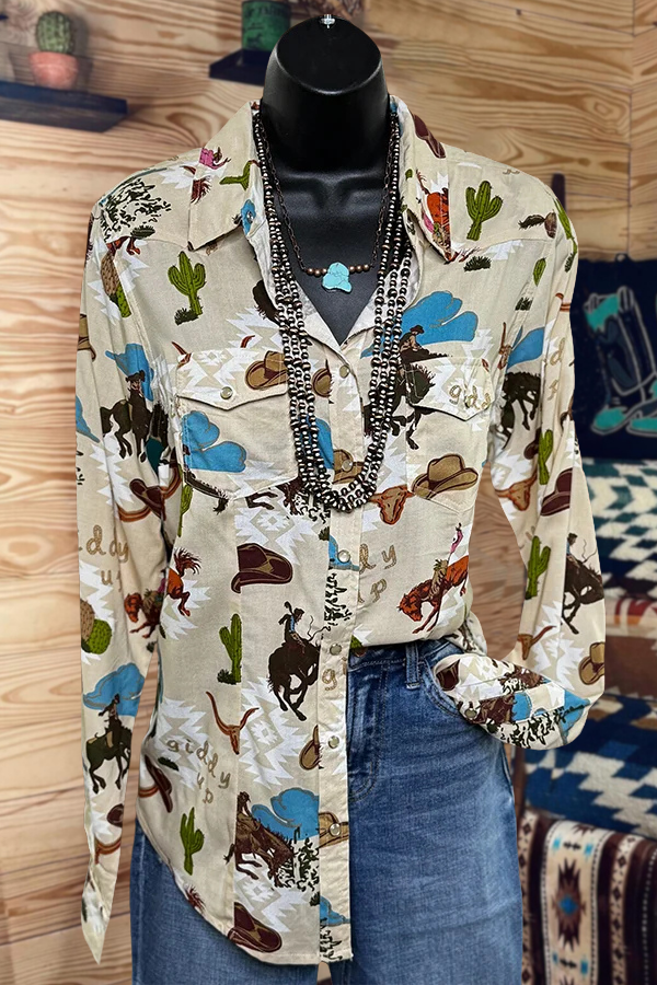 Western Cactus Print Shirt