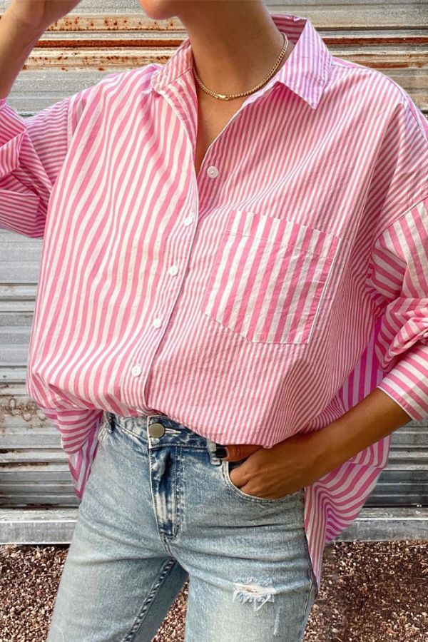 Casual Loose Stripe Print Shirt