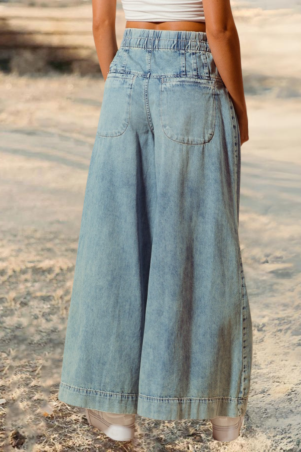 Wide Leg Drawstring Waist Jeans