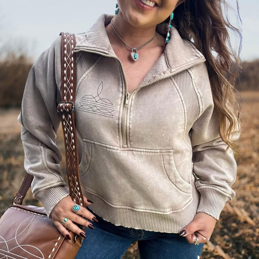 Boot Stitched Pullover Sweatshirt