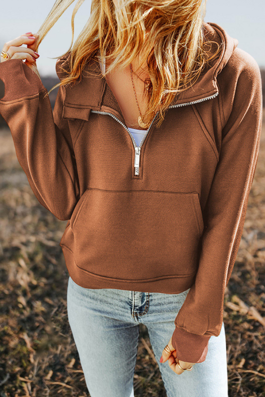 Half-Zip Thumbhole Sleeve Hoodie
