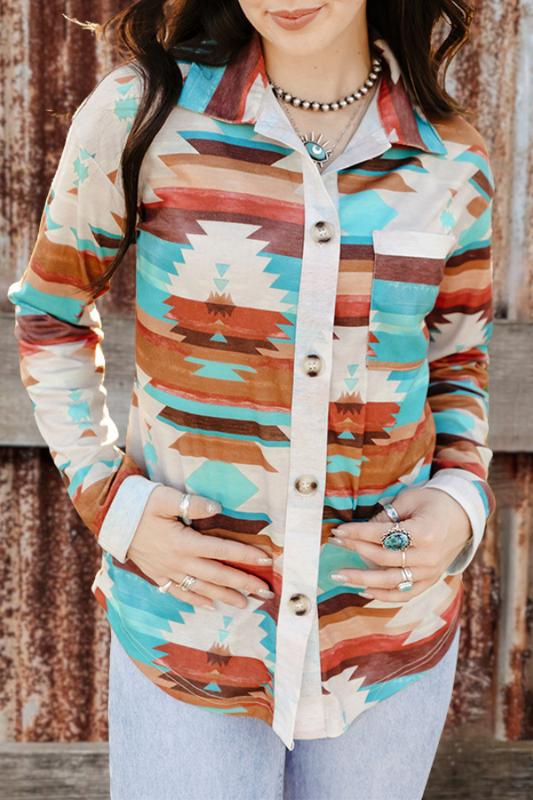 Ride Aztec Printed V Neck Shirt