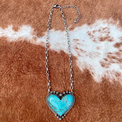 Turquoise Heart Pendant Necklace