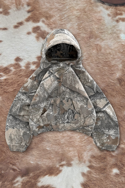Vintage Camouflage Zip-Up Hoodie