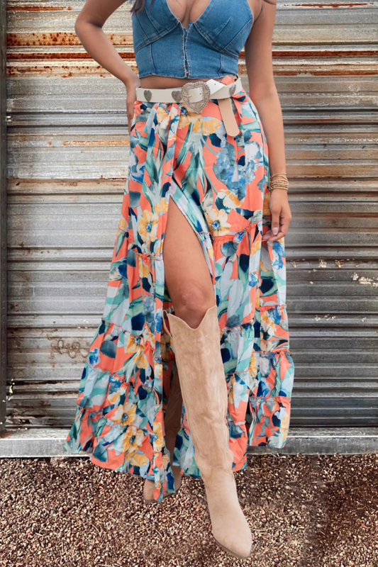 Blossom Floral Print Maxi Skirt