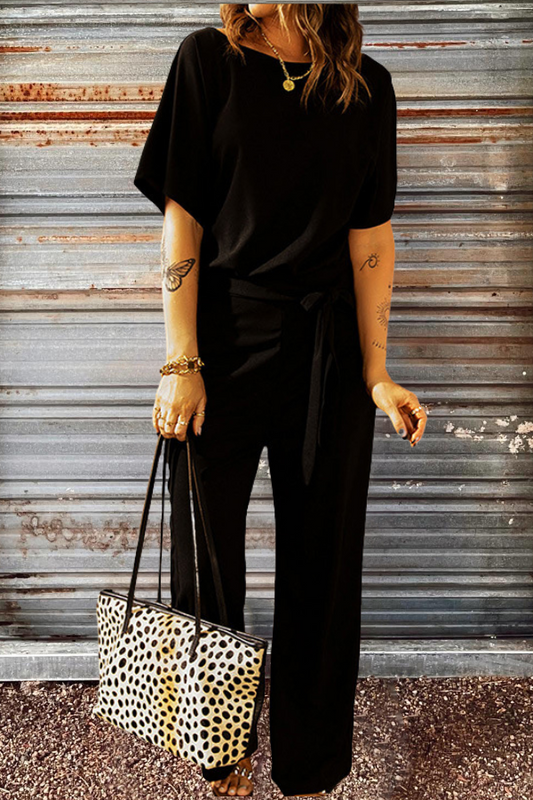 Belted Wide Leg Jumpsuit