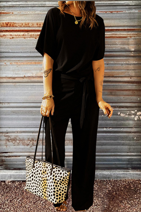 Belted Wide Leg Jumpsuit