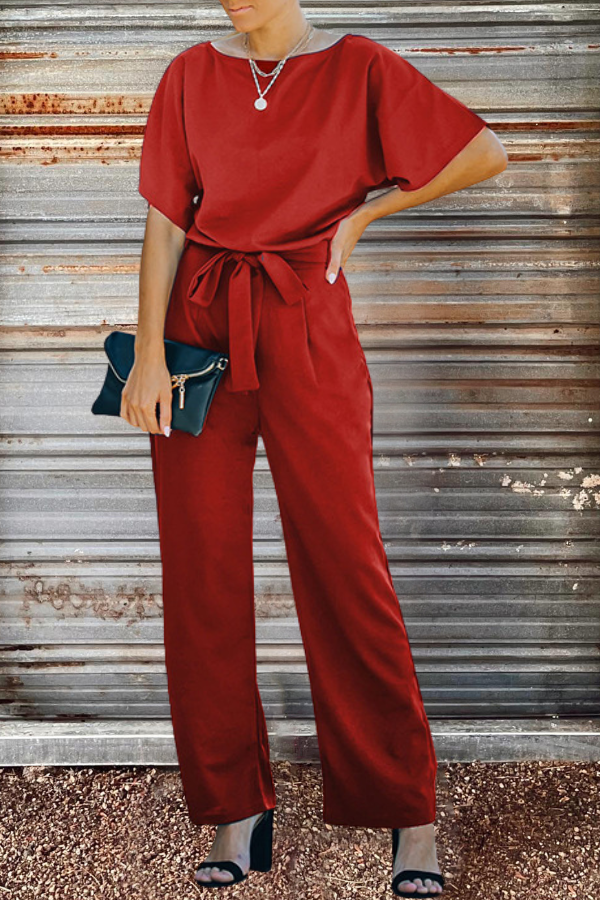 Belted Wide Leg Jumpsuit