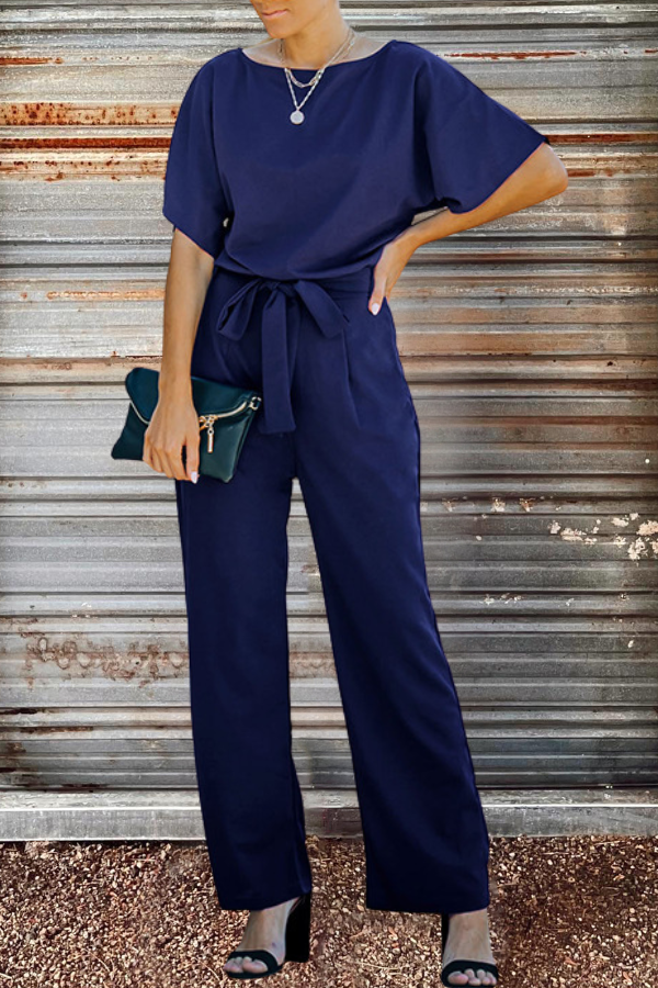 Belted Wide Leg Jumpsuit