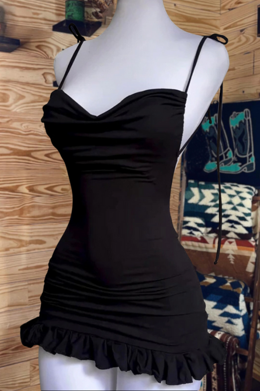 Backless Lace-Up Wrap Hip Dress
