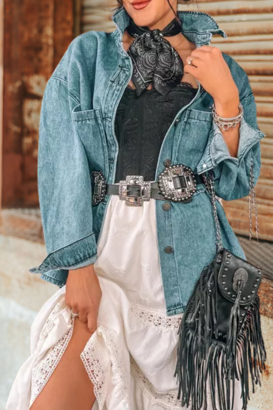 Button-Up Oversized Denim Jacket