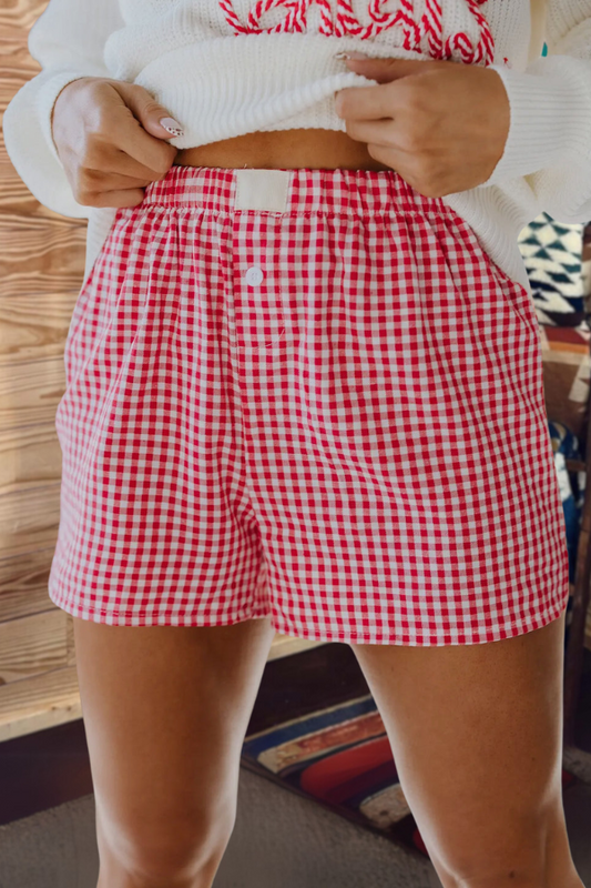 Plaid High Waisted Loose Wide Leg Shorts