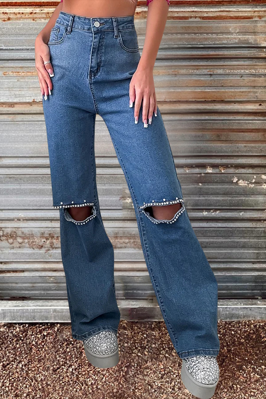 Vintage Wide Leg Cutout Jeans