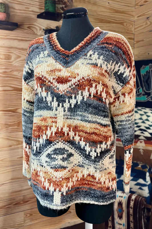 Vintage Aztec V-Neck Sweater