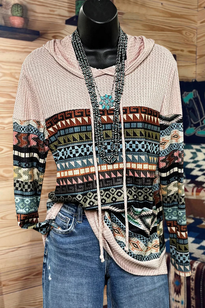 Western Aztec Print Hoodie