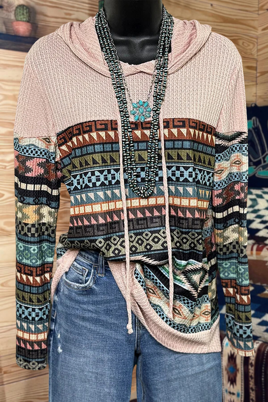 Western Aztec Print Hoodie
