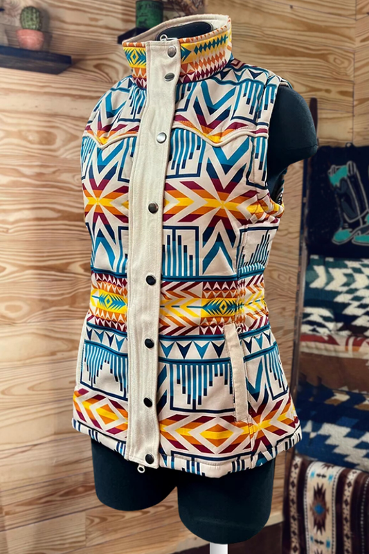 Aztec Printed Turtleneck Vest