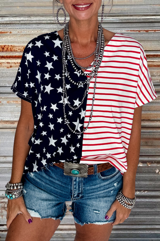 Striped Americana Colorblock Top